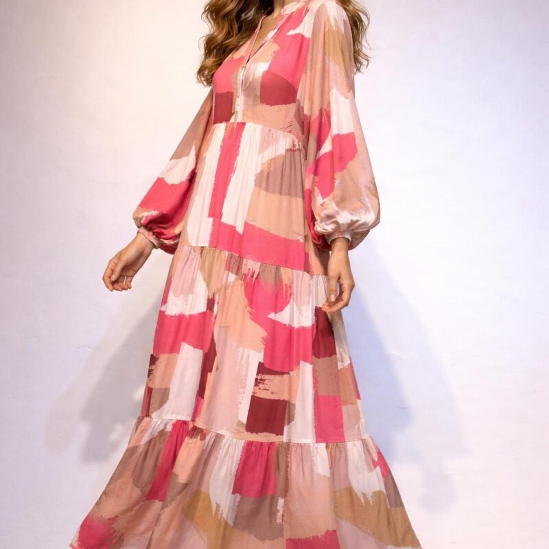 Çabasız Şıklık: %100 Dokuma Viskon Dökümlü Oversize Katlı Elbise