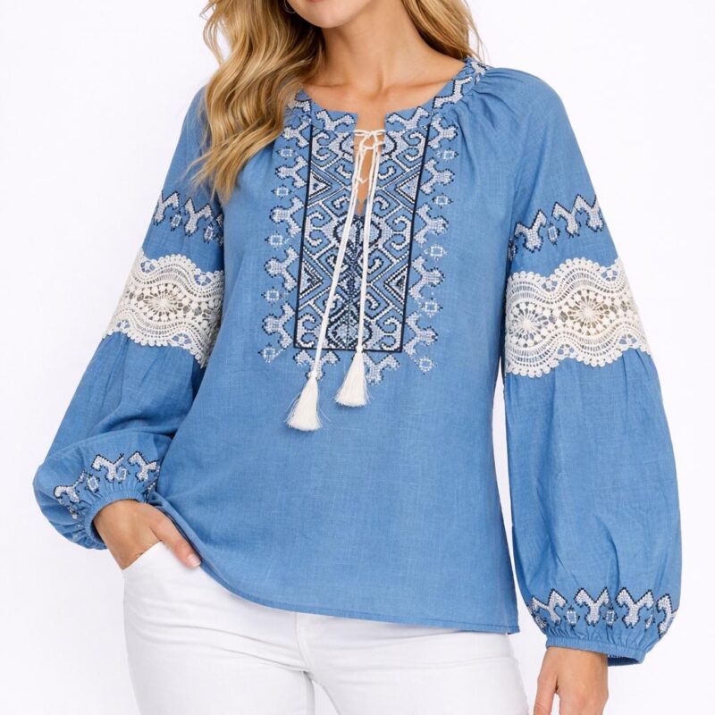 Doğallığın Zarafetle Buluştuğu Nokta: Nakış İşlemeli Keten Bluz
